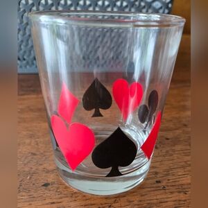 1980's Glass Lowball Cocktail Card Playing Symbols Vintage